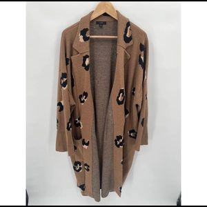 J.Crew Ella Open-Front Long Sweater Blazer Leopard
